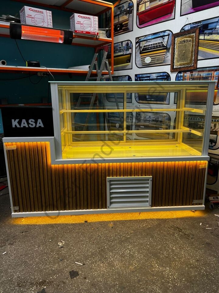 200 cm Kasa Bankolu Pasta Dolabı – Soğutmalı Teşhir Ünitesi