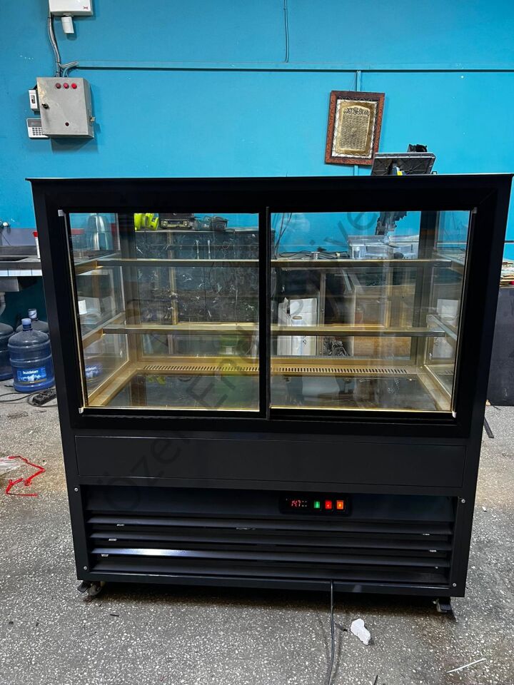 100x70x130 Antrasit Pasta Dolabı | Profesyonel Soğutmalı Yaş Pasta Teşhir Dolabı