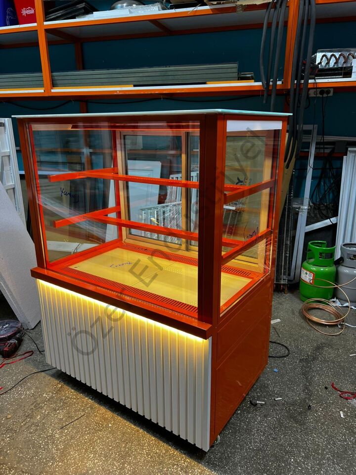 100 Cm Pasta Dolabı Turuncu Tasarım | Soğutmalı Pasta Teşhir Vitrini 100x70x130