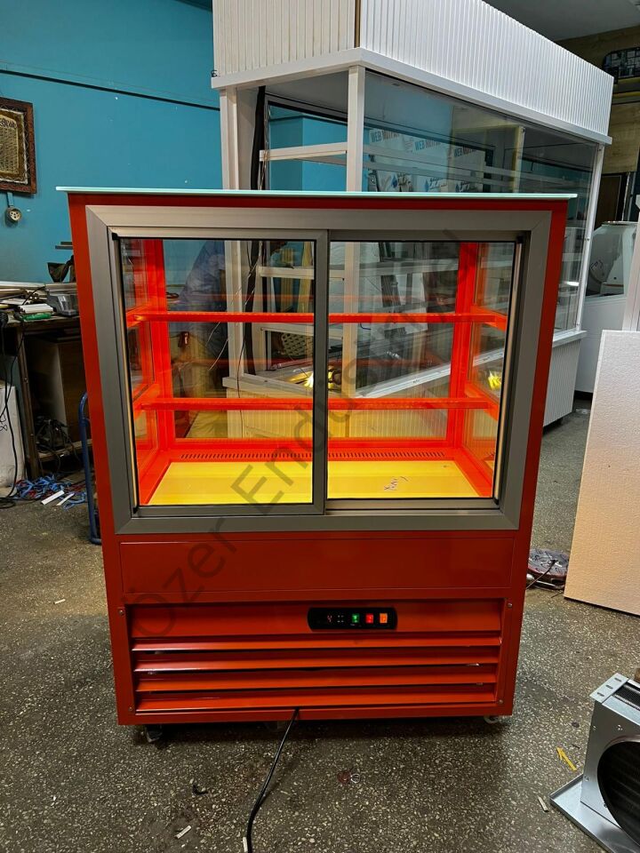 100 Cm Pasta Dolabı Turuncu Tasarım | Soğutmalı Pasta Teşhir Vitrini 100x70x130