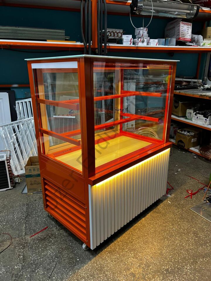 100 Cm Pasta Dolabı Turuncu Tasarım | Soğutmalı Pasta Teşhir Vitrini 100x70x130
