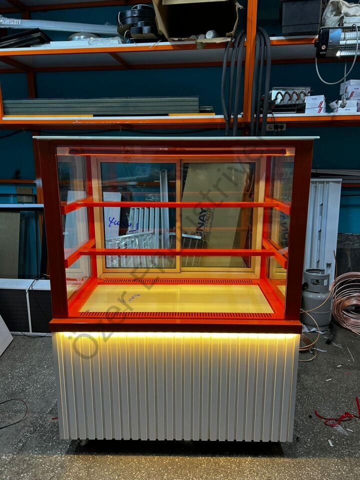 100 Cm Pasta Dolabı Turuncu Tasarım | Soğutmalı Pasta Teşhir Vitrini 100x70x130