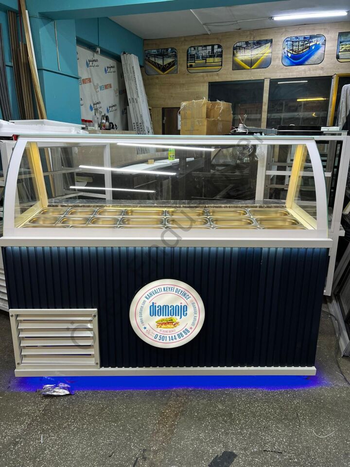 Soğutmalı Kahvaltı ve Kumpir Dolabı 150 Cm | LED Tabelalı Salatbar Teşhir Ünitesi