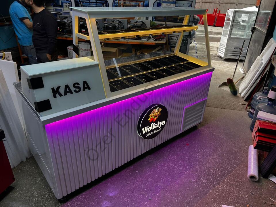 Kumpir Dolabı 220 Cm | Soğutmalı, LED Aydınlatmalı, Kasa Bölmeli Özel Üretim