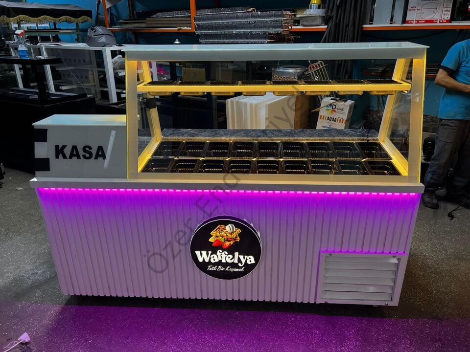 Kumpir Dolabı 220 Cm | Soğutmalı, LED Aydınlatmalı, Kasa Bölmeli Özel Üretim