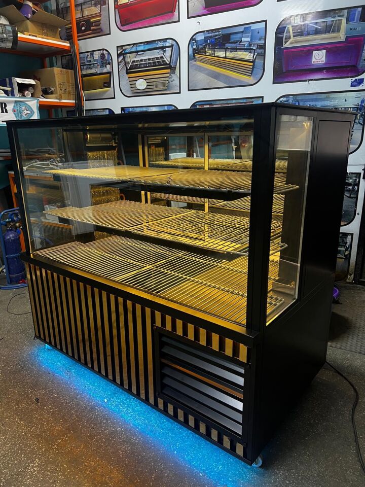 150 Cm Et Teşhir Dolabı Siyah Gold +4°C Kebap Dolabı