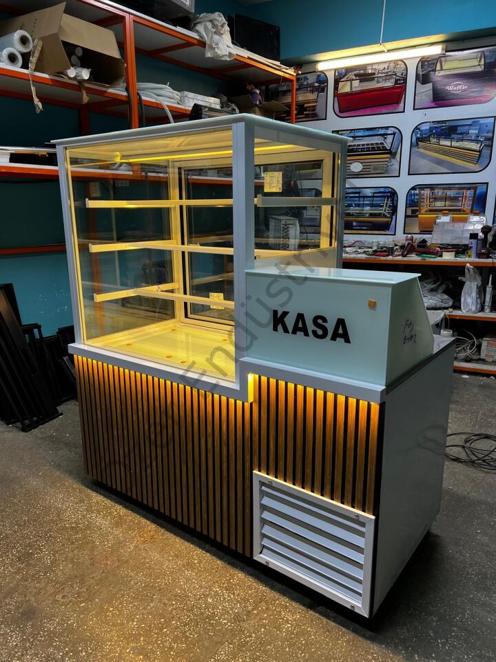 Pasta Teşhir Dolabı Kasa Bankolu 150Cm