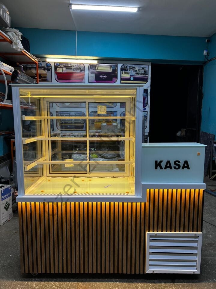 Pasta Teşhir Dolabı Kasa Bankolu 150Cm