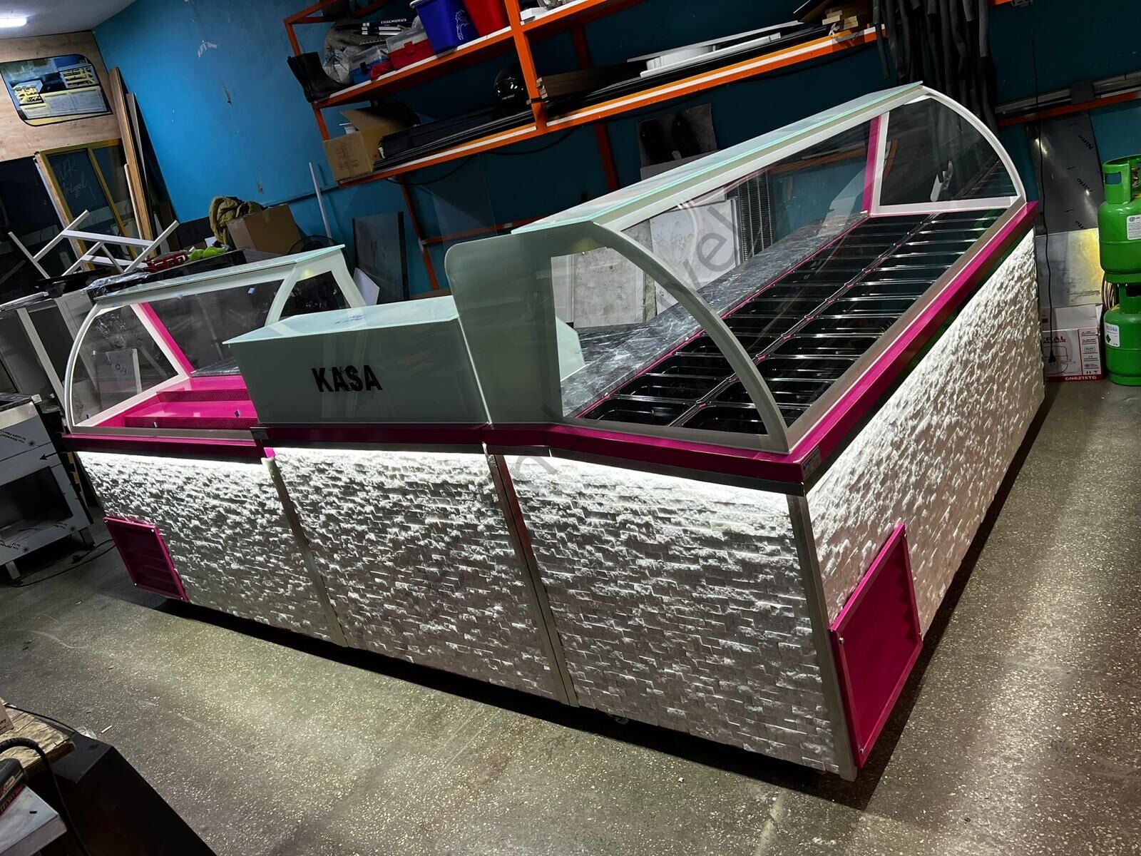 Kumpir Waffle Bankosu 220+150 cm | Soğutmalı Teşhir Dolabı Seti