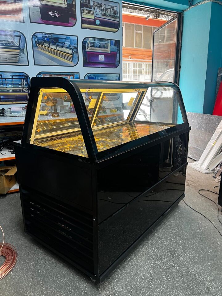 120 cm Oval Camlı Pasta Dolabı | Dragon Mermer Teşhir Dolabı