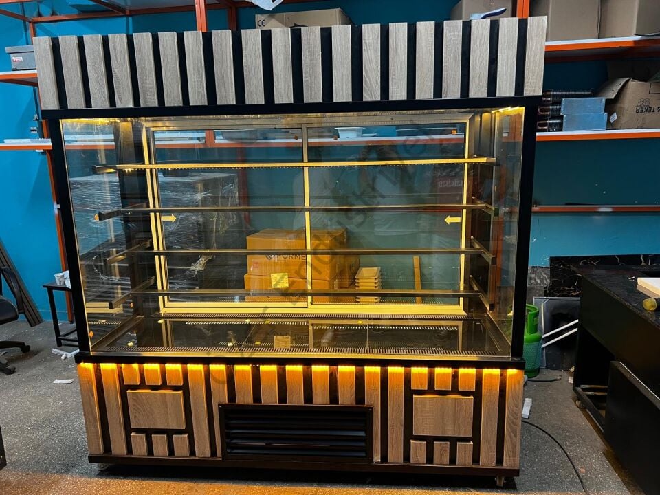 200 Cm Cephe Tipi Pasta Dolabı | Konfor Camlı Pastane Teşhir Dolabı