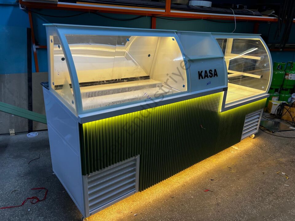 Waffle Tezgahı + Pasta Dolabı Seti | Bombe Camlı Soğutmalı Cafe Tezgahı