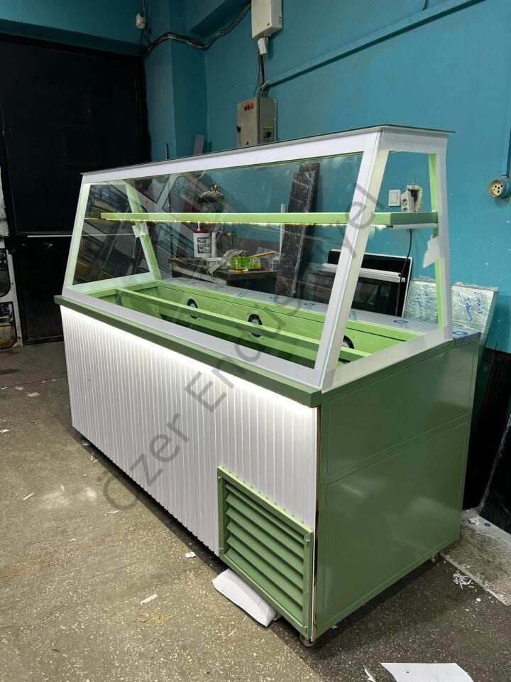 200 Cm Kumpir Dolabı | Soğutmalı Kumpir Tezgahı +4 Derece Camlı