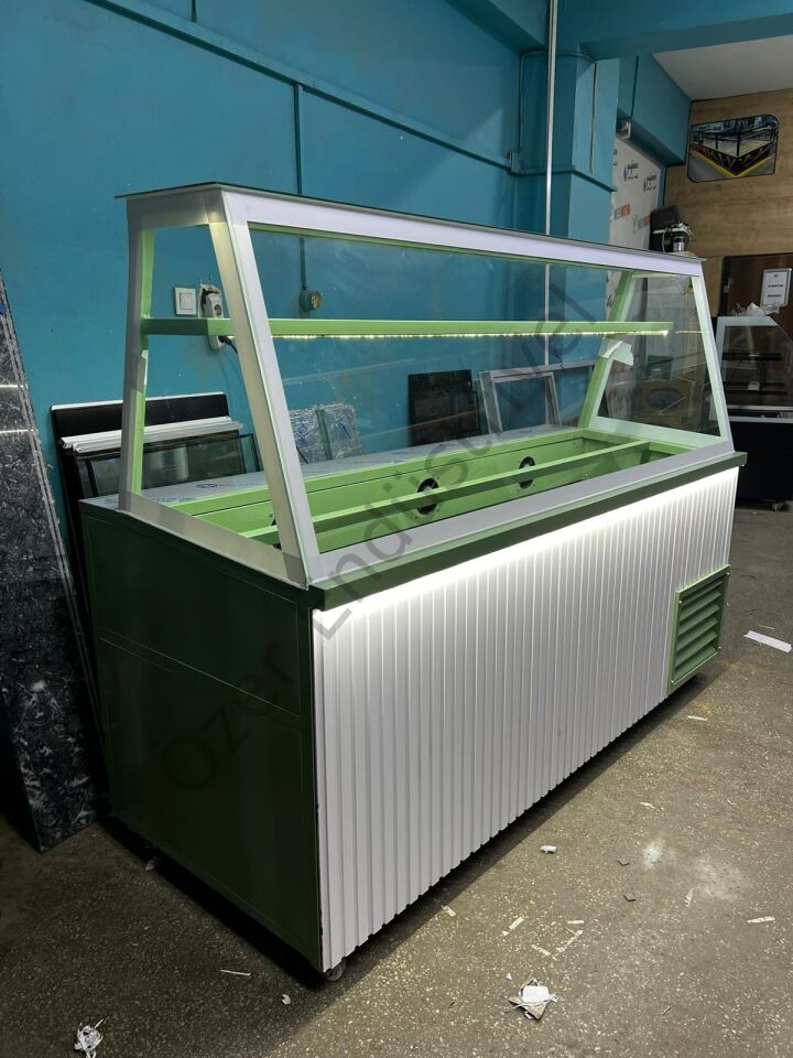 200 Cm Kumpir Dolabı | Soğutmalı Kumpir Tezgahı +4 Derece Camlı