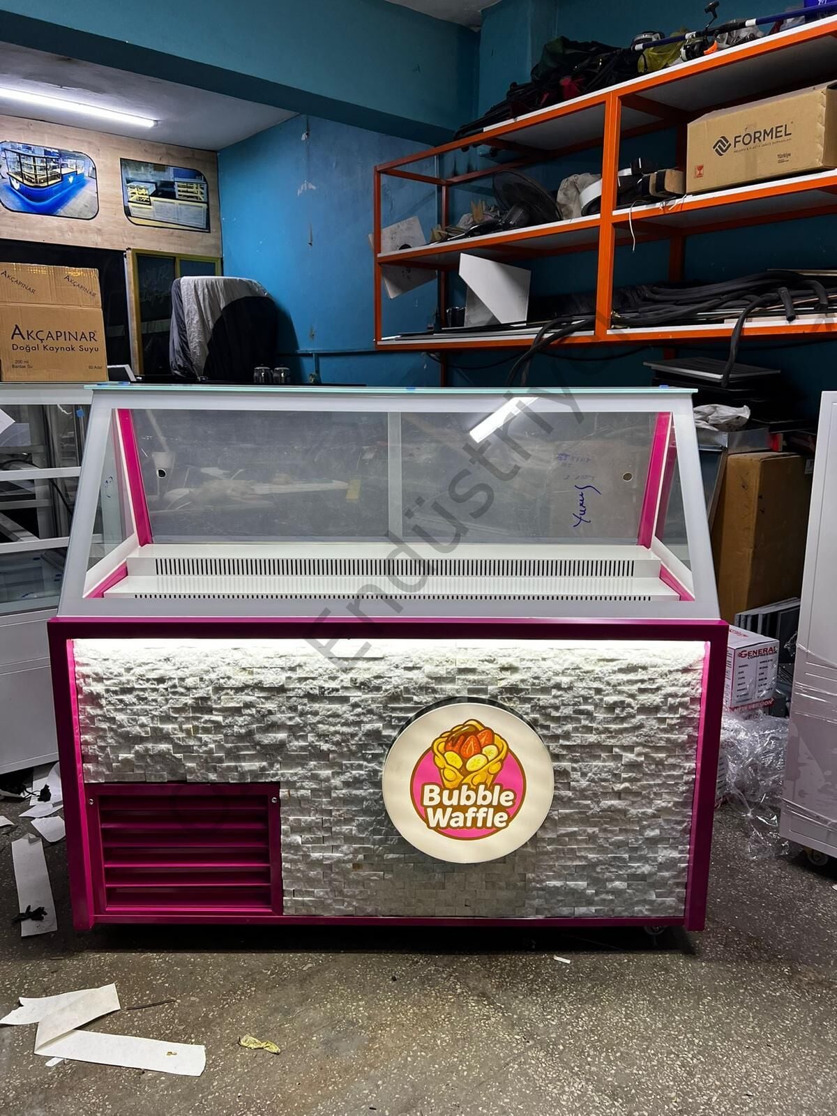 150 Cm Waffle Dolabı | Bombe Camlı +4°C Soğutmalı Özel Tasarım