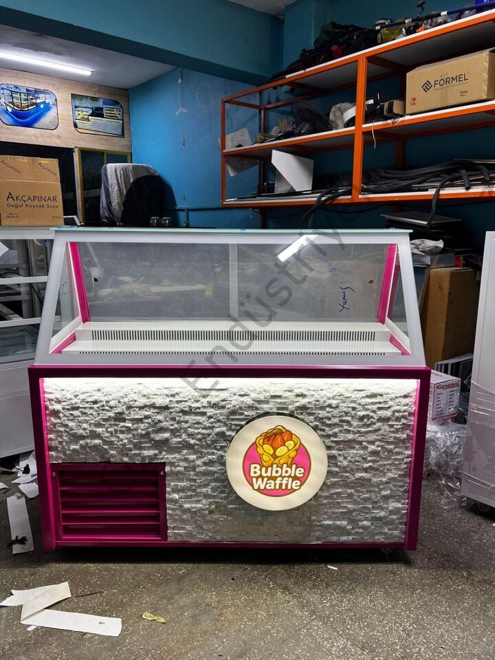 150 Cm Waffle Dolabı | Bombe Camlı +4°C Soğutmalı Özel Tasarım