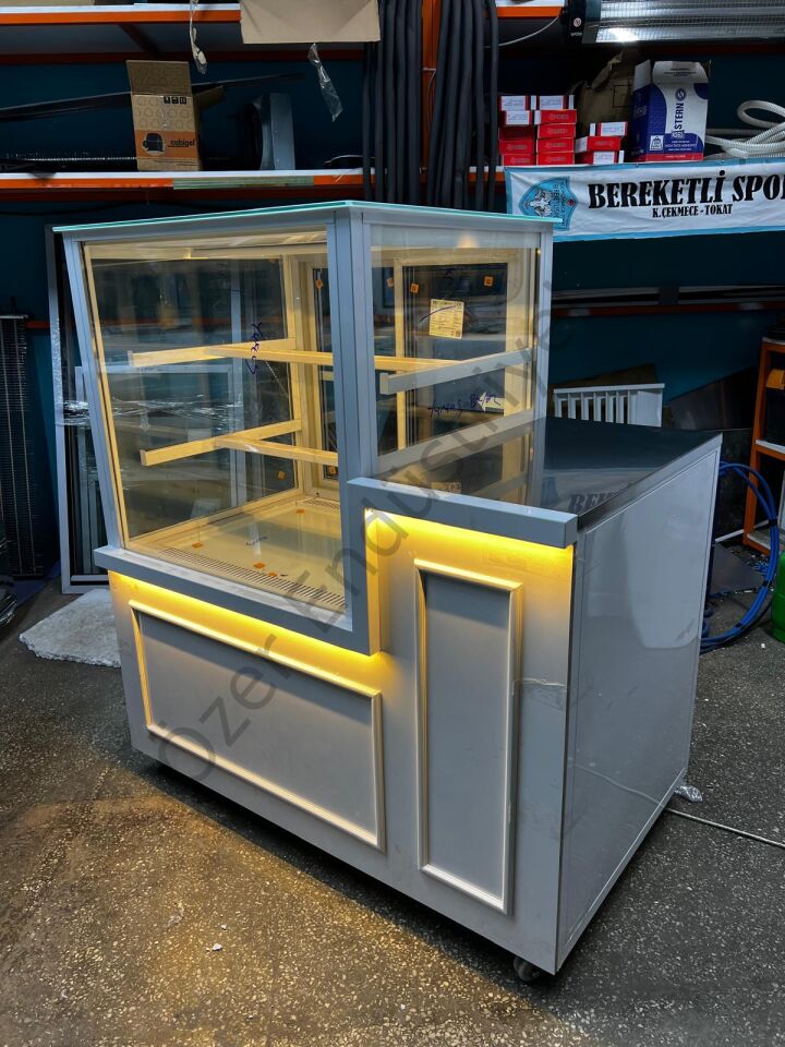 140 Cm Kasa Bankolu Pasta Dolabı | Soğutmalı Pasta Teşhir Dolabı 220V