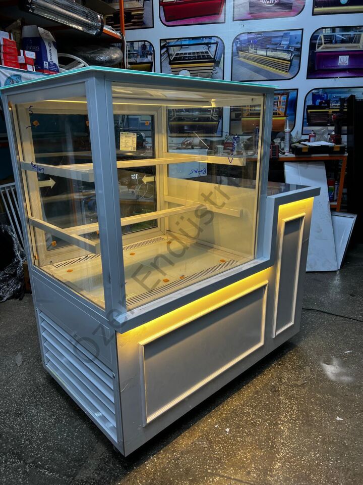140 Cm Kasa Bankolu Pasta Dolabı | Soğutmalı Pasta Teşhir Dolabı 220V