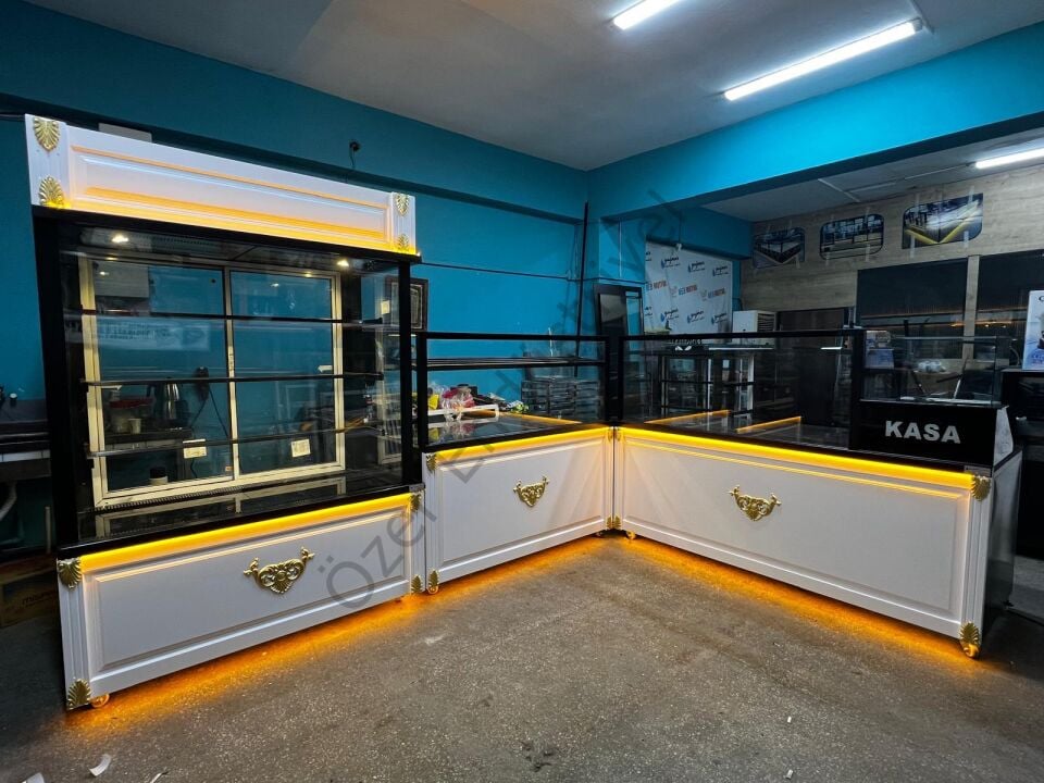 L Tipi Baklava Tezgahı & Pasta Dolabı | Kasa Bankolu Komple Set