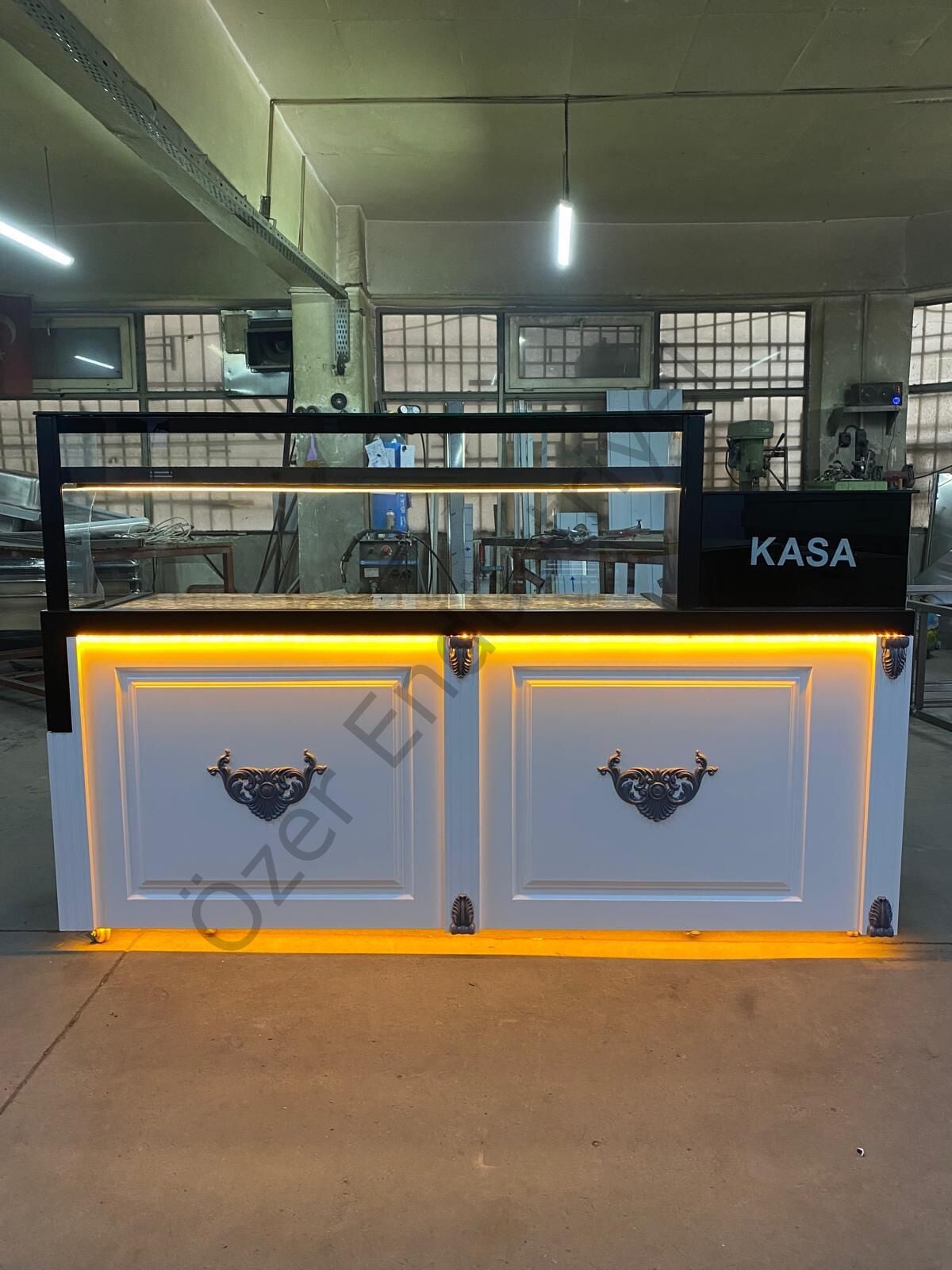 200 cm Isıtmalı Baklava Tezgahı | Granit Mermerli + Kasa Bankolu Özel Üretim