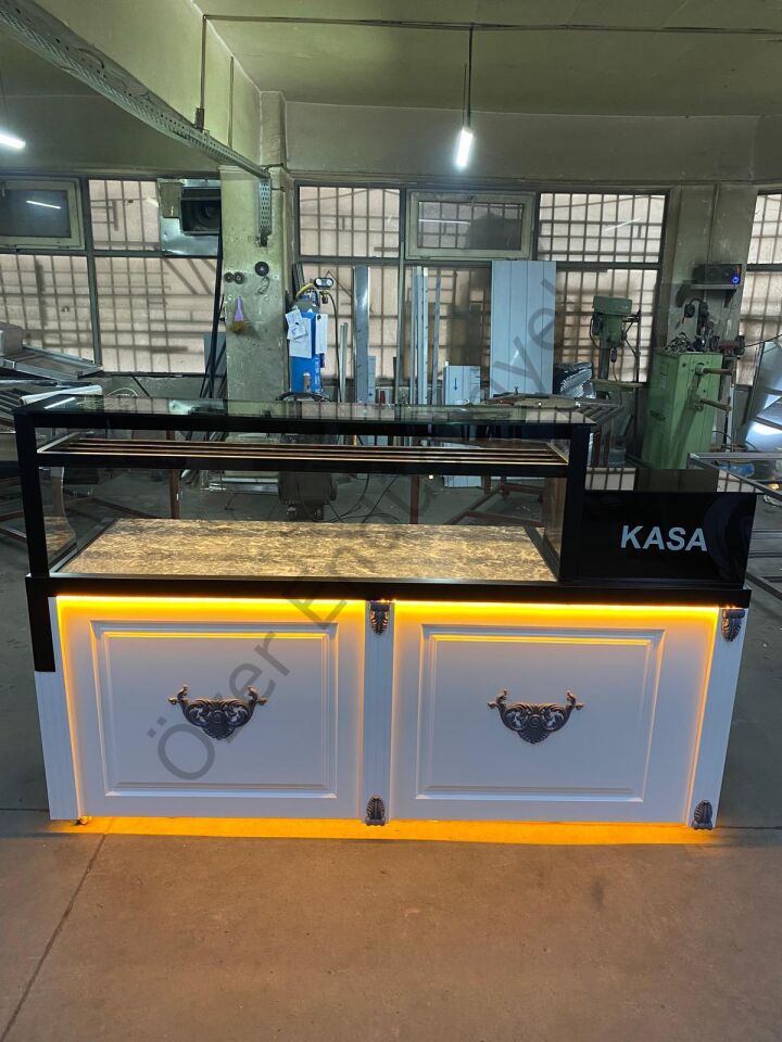 200 cm Isıtmalı Baklava Tezgahı | Granit Mermerli + Kasa Bankolu Özel Üretim