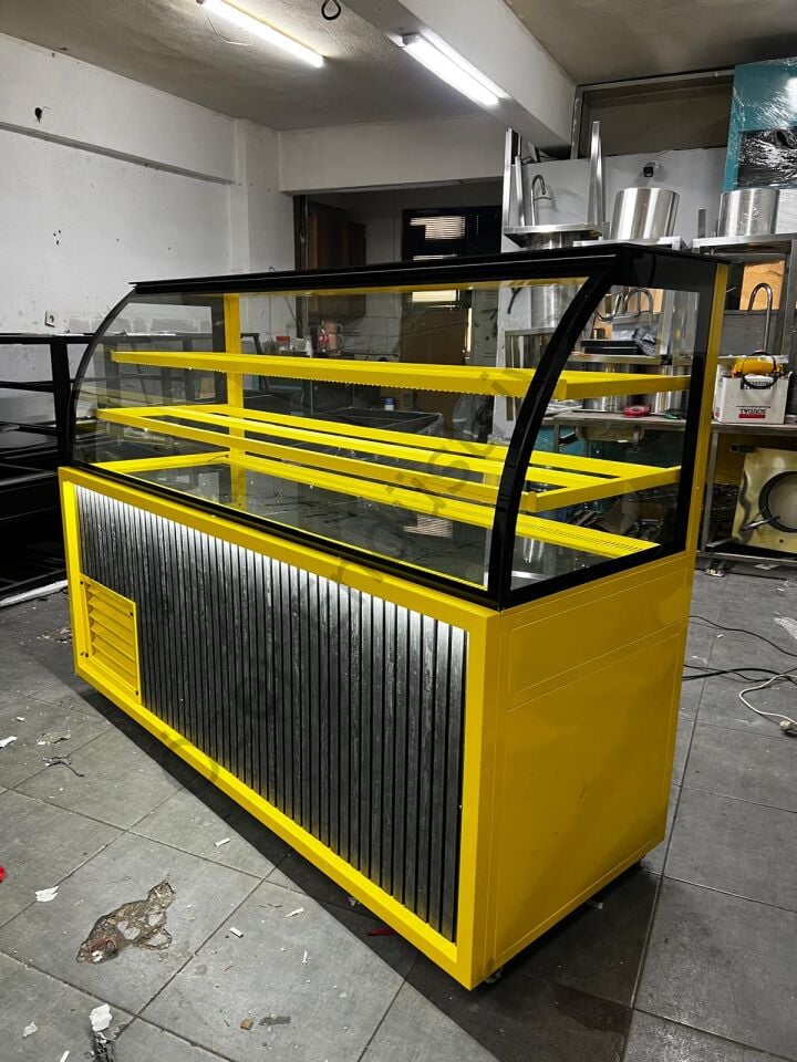 Soğutmalı Pasta Dolabı 200x70x150 | Pastane Teşhir Dolabı Alt Depolu