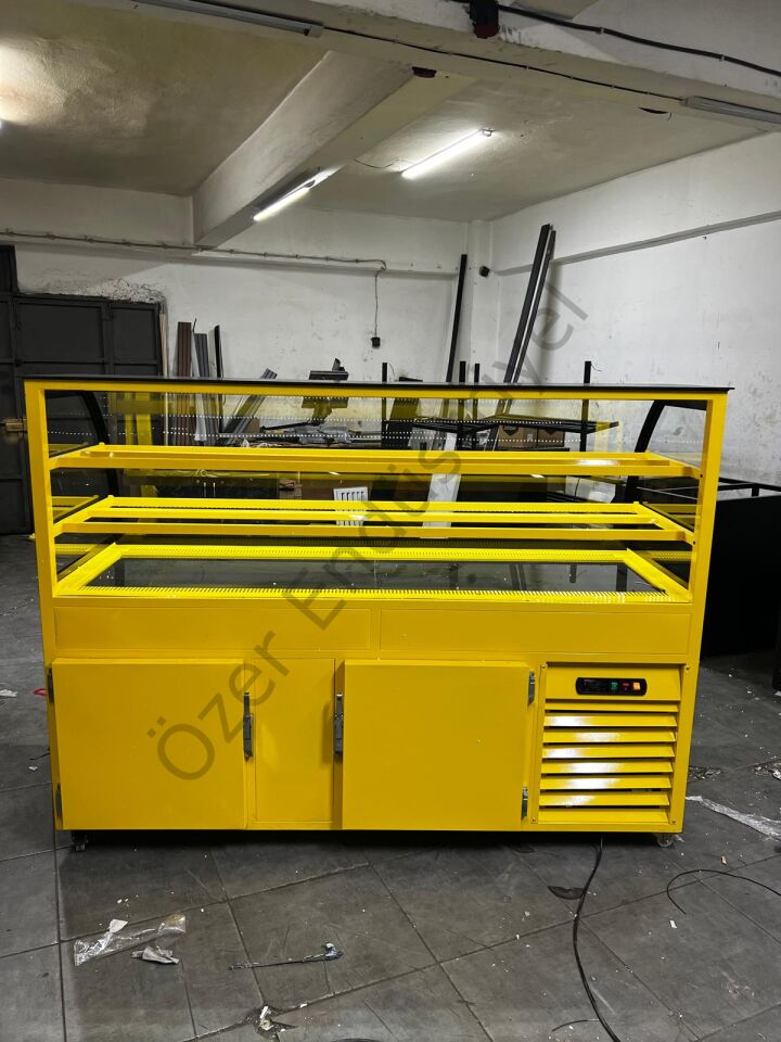 Soğutmalı Pasta Dolabı 200x70x150 | Pastane Teşhir Dolabı Alt Depolu