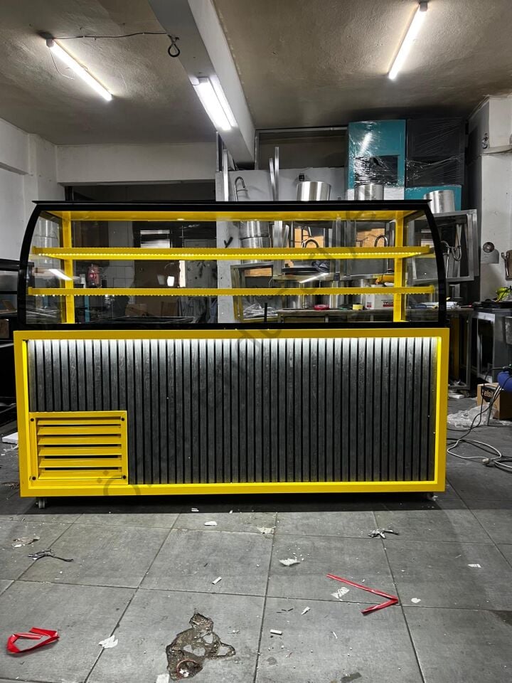 Soğutmalı Pasta Dolabı 200x70x150 | Pastane Teşhir Dolabı Alt Depolu