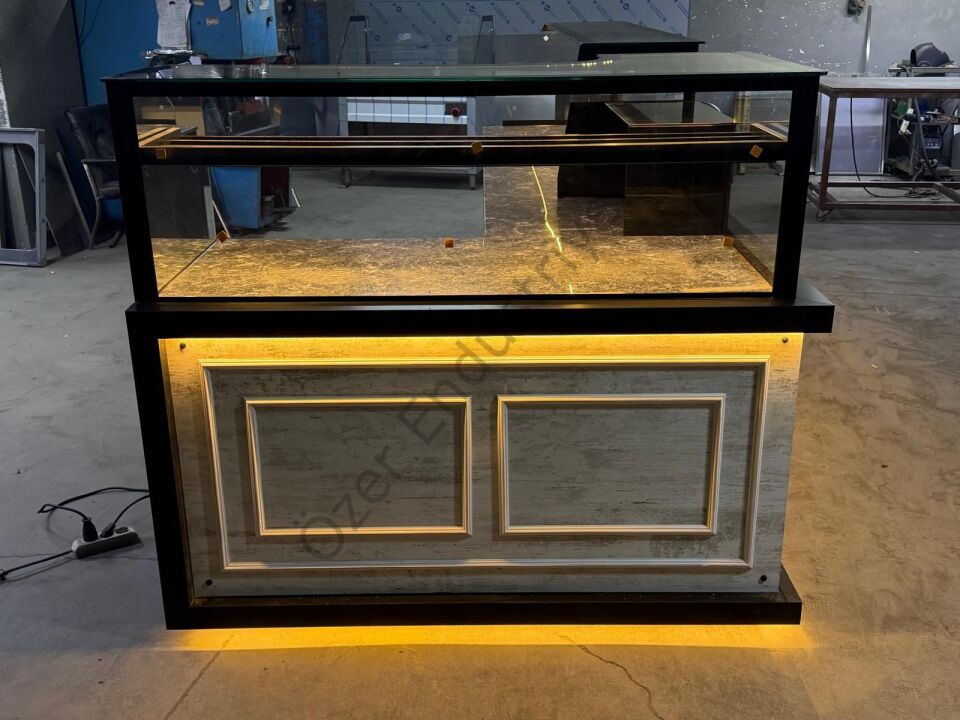 L Tipi Baklava Tezgahı 200+300 cm | Isıtmalı Granit Baklava Teşhir Tezgahı