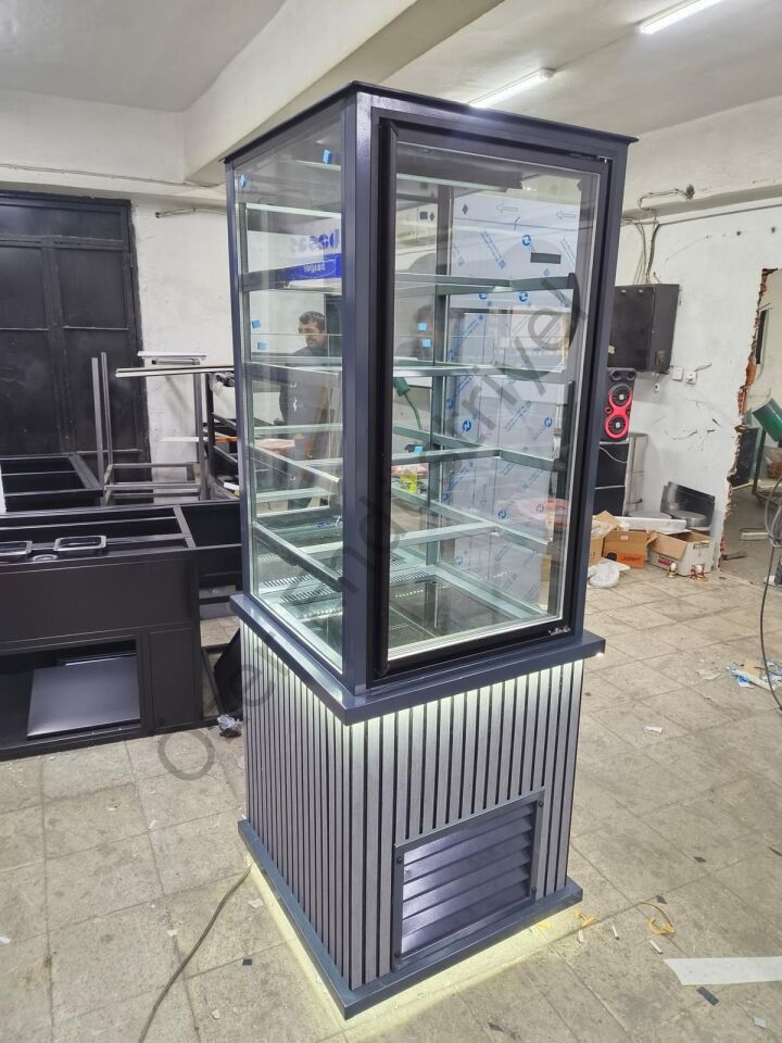 Dikey Pasta Dolabı 75x75x180 | +4°C Soğutmalı | Antrasit Tasarım