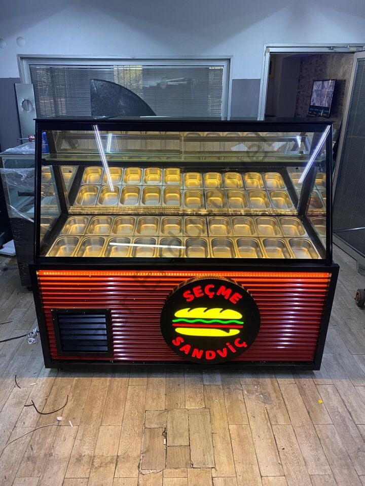 180 cm Kumpir Dolabı | Soğutmalı Teşhir + Depolu + Tabelalı Özel Üretim