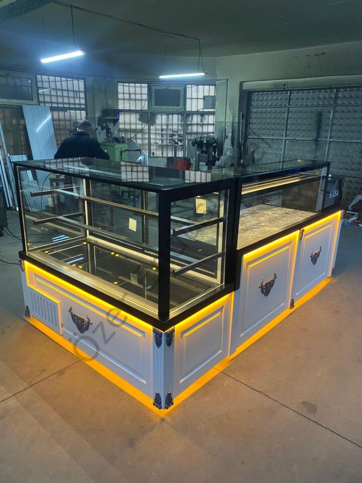 L Tipi Baklava Tezgahı + Pasta Dolabı | Isıtmalı & Soğutmalı Set