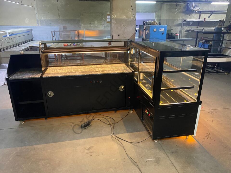 L Tipi Baklava Tezgahı + Pasta Dolabı | Isıtmalı & Soğutmalı Set