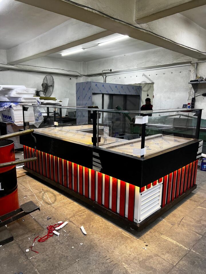 Modern Çiğköfte Dolabı 150 cm + 200 cm Çalışma Bankosu