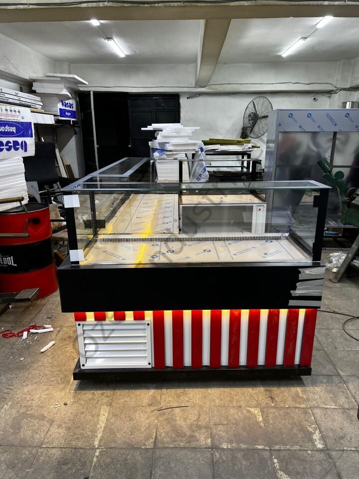 Modern Çiğköfte Dolabı 150 cm + 200 cm Çalışma Bankosu