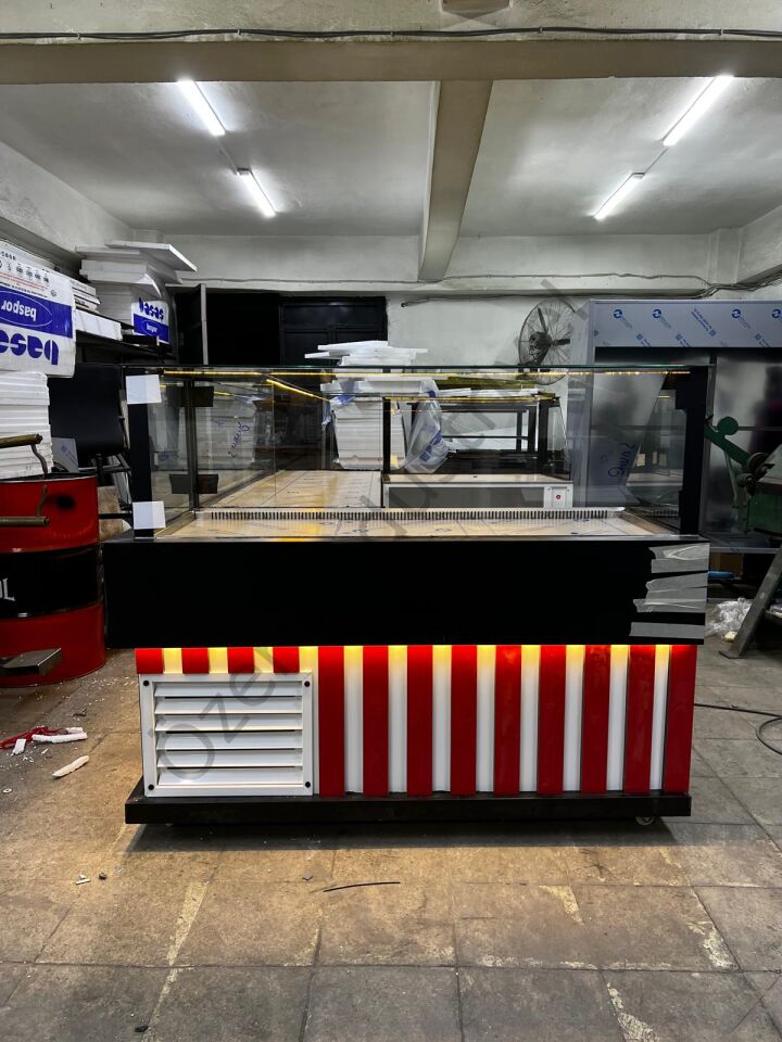 Modern Çiğköfte Dolabı 150 cm + 200 cm Çalışma Bankosu