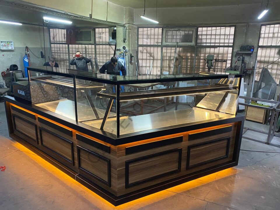 L Tipi Börek Tezgahı 4.5 Metre | Sulu Sistem Isıtmalı Profesyonel Böreklik