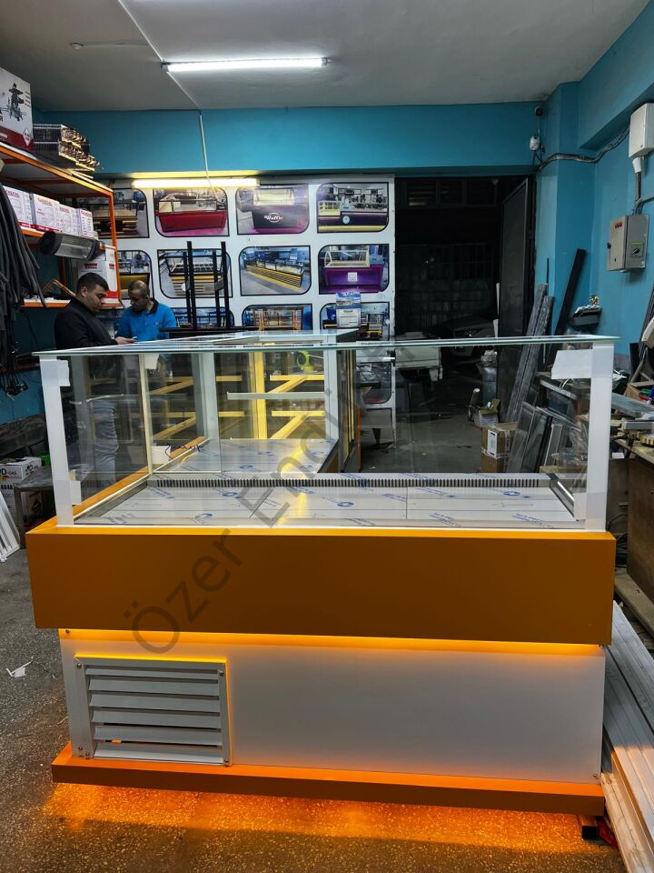 L Tipi Çiğköfte Tezgahı ve Pasta Dolabı Seti | 200 cm + 180 cm Soğutmalı Sistem