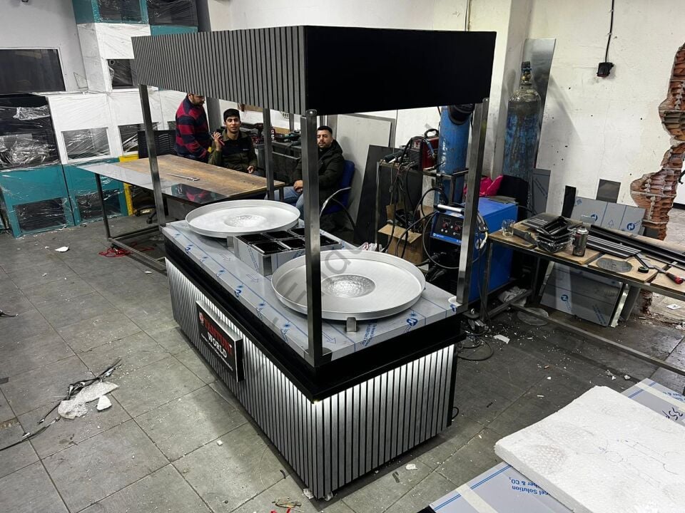 200x220 Tantuni Ocağı ve Servis Tezgahı | Çift Tepsili Doğalgazlı Sistem