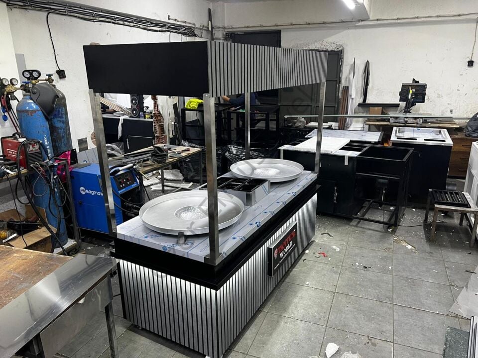 200x220 Tantuni Ocağı ve Servis Tezgahı | Çift Tepsili Doğalgazlı Sistem