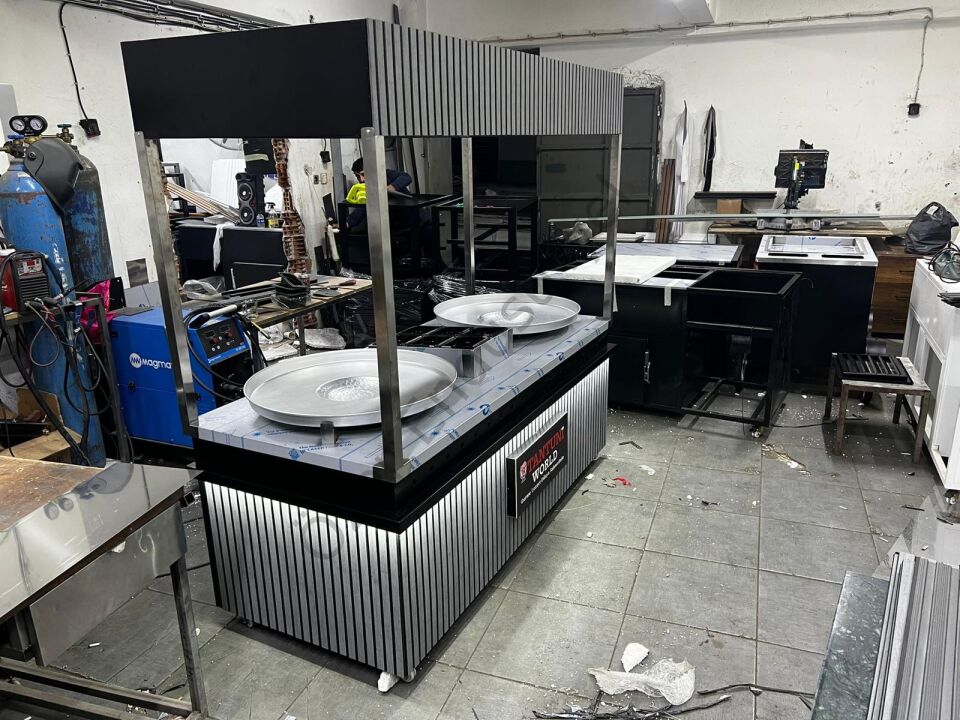 200x220 Tantuni Ocağı ve Servis Tezgahı | Çift Tepsili Doğalgazlı Sistem