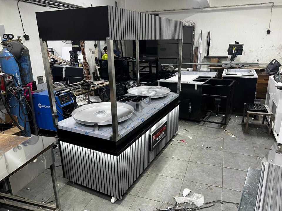 200x220 Tantuni Ocağı ve Servis Tezgahı | Çift Tepsili Doğalgazlı Sistem