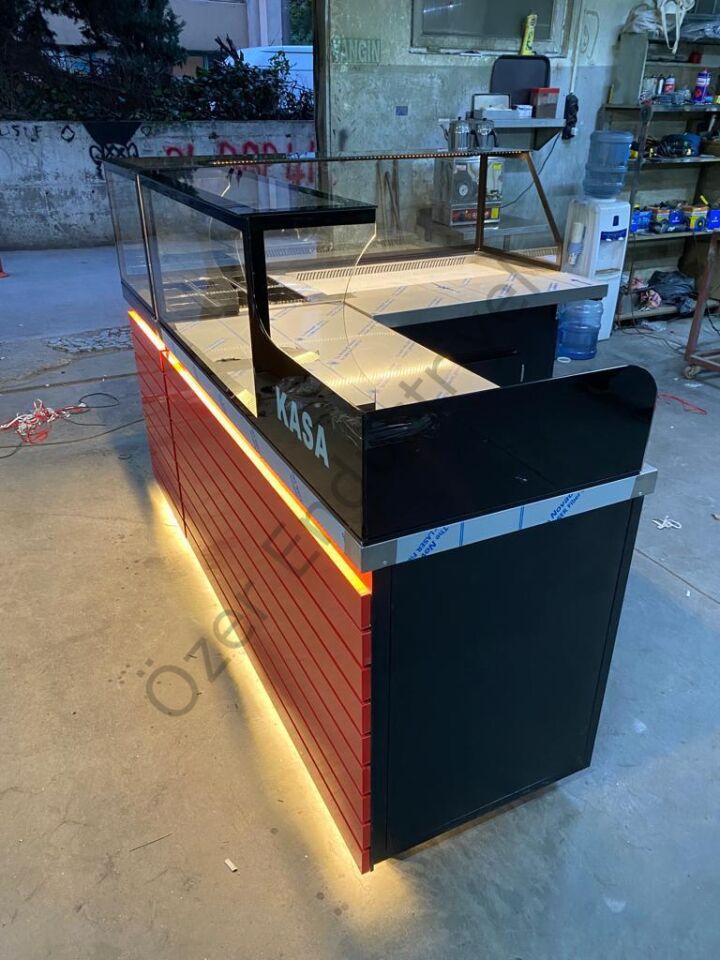 200 cm Soğutmalı Çiğköfte Dolabı L Tipi Set (Depolu + Kasa)