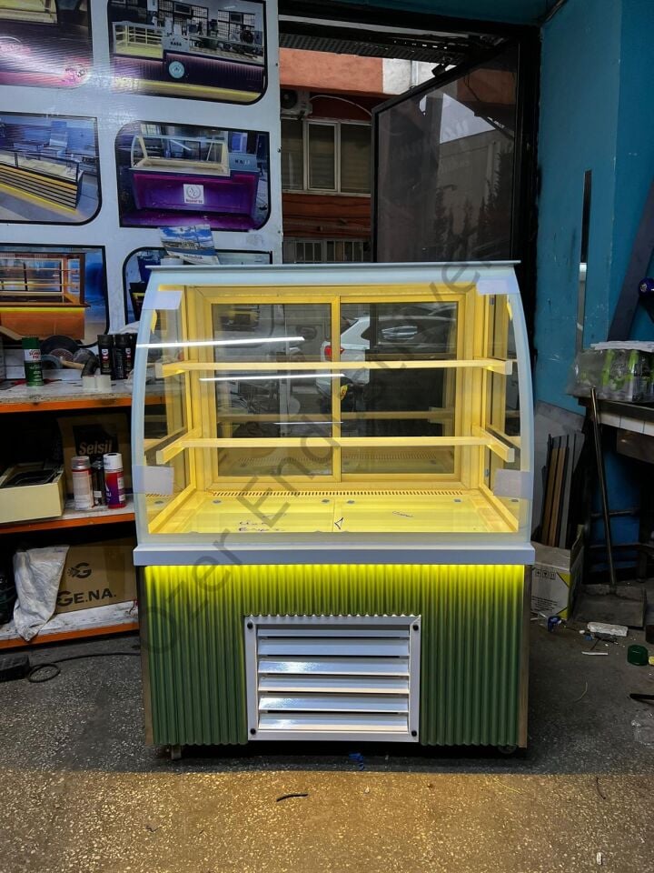 100 cm Bombe Camlı Pasta Dolabı | +4°C Soğutmalı