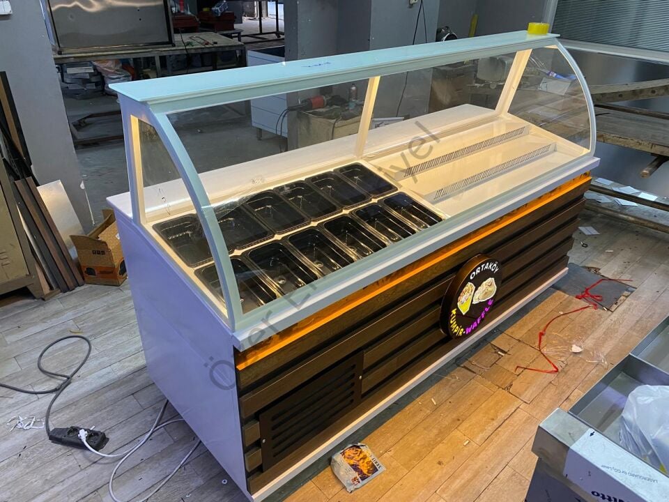 Kumpir + Waffle Dolabı 200cm Soğutmalı Tezgah