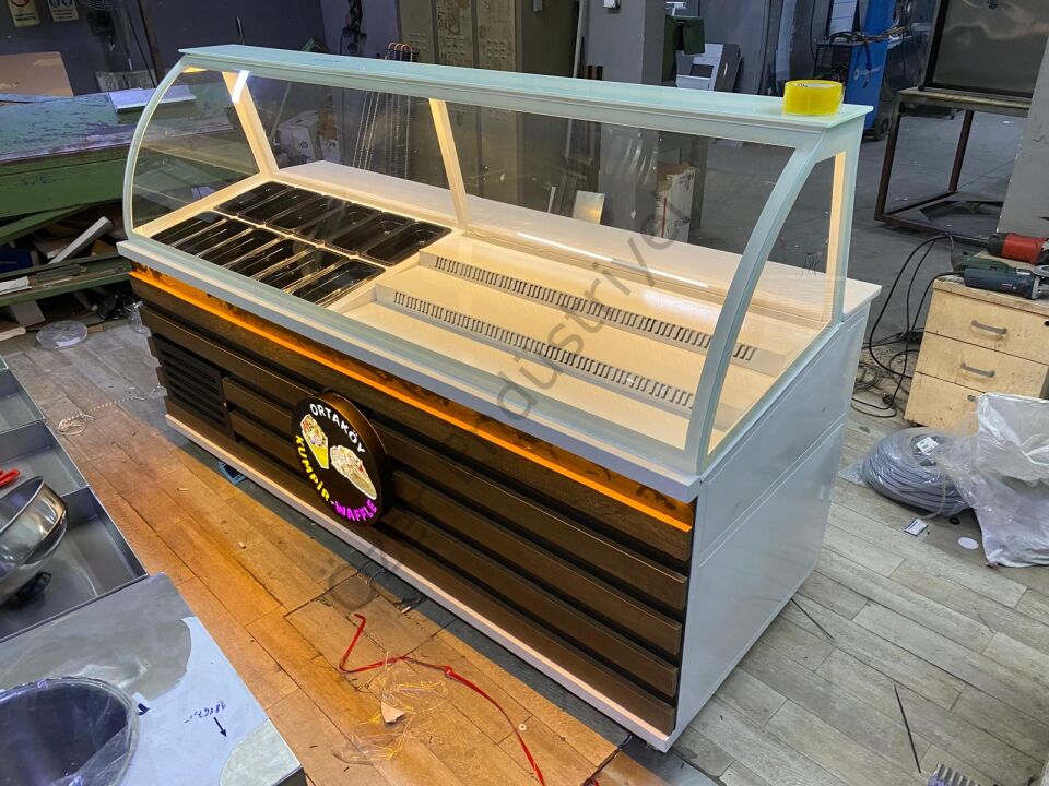 Kumpir + Waffle Dolabı 200cm Soğutmalı Tezgah