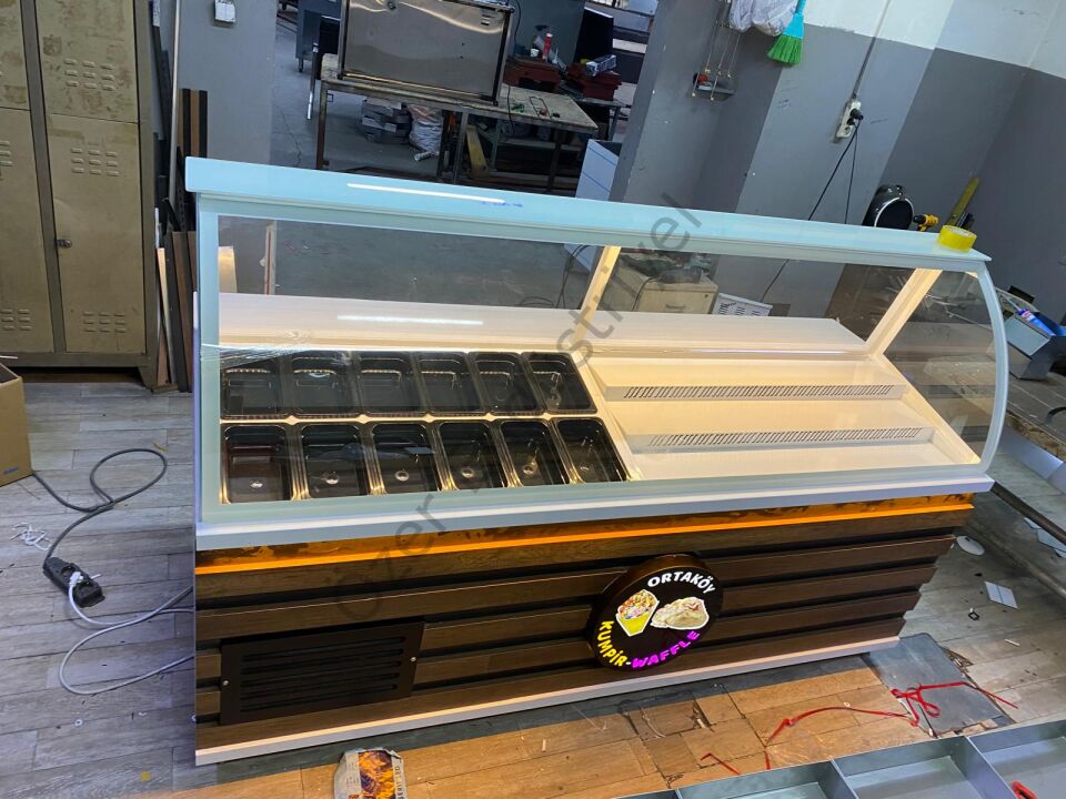Kumpir + Waffle Dolabı 200cm Soğutmalı Tezgah