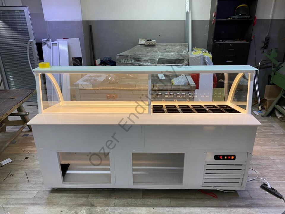 Kumpir + Waffle Dolabı 200cm Soğutmalı Tezgah