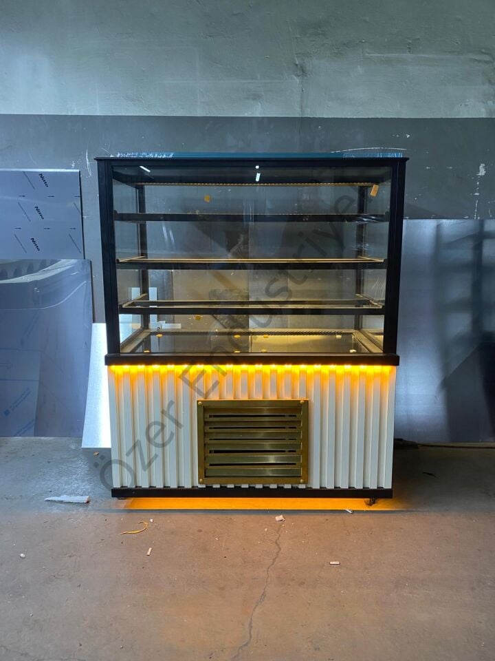 100 cm Siyah Pasta Dolabı | 4 Raflı Soğutmalı Teşhir