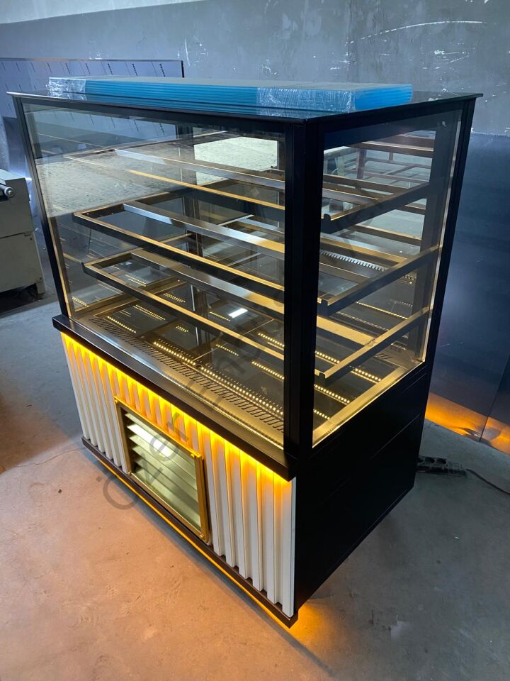 100 cm Siyah Pasta Dolabı | 4 Raflı Soğutmalı Teşhir